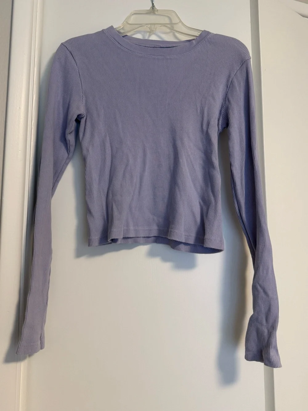 Brandy Melville Long Sleeve Ribbed Crew Neck Top - Lavender - Picture 1 of 2